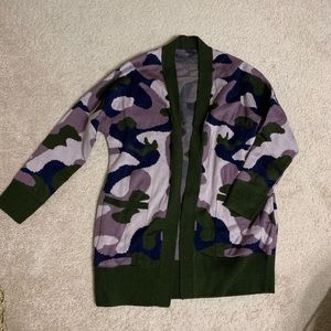 Purple green cardigan